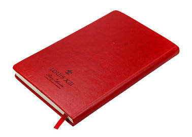 Rectangle Custom Journal Printing And Binding PU Leather Cover Red Embossed Logo